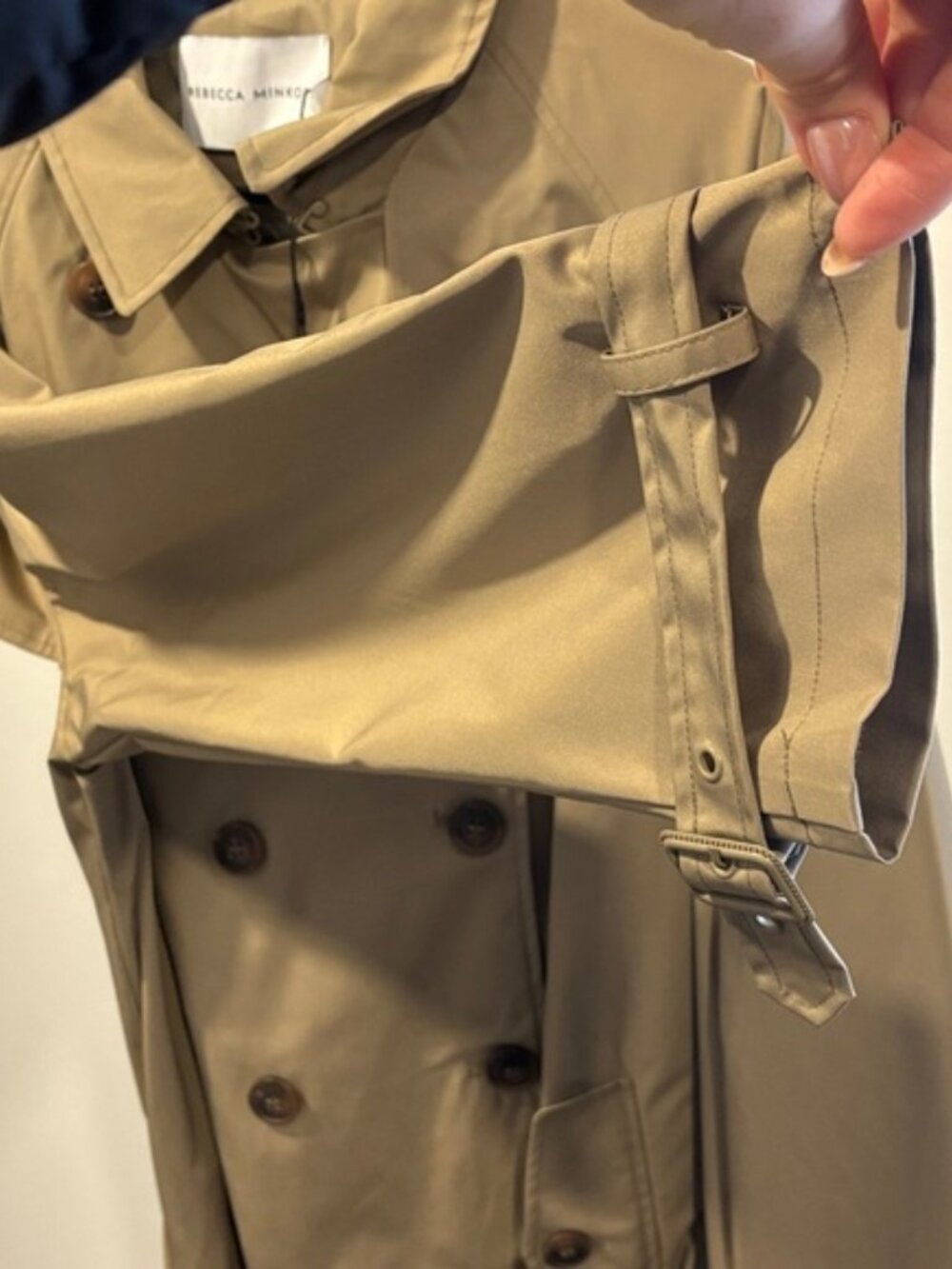 NWT Rebecca Minkoff Belted Trench Coat Khaki Beige Size L DBL Breasted $340 CAD - Picture 12 of 13